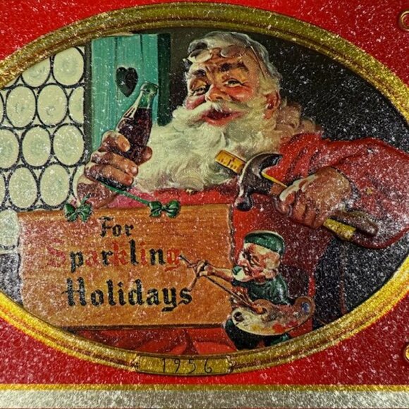 Vintage Coca-Cola Santa 'For Sparkling Holidays' Tin + 2 Decks of Playing Cards - Picture 3 of 13